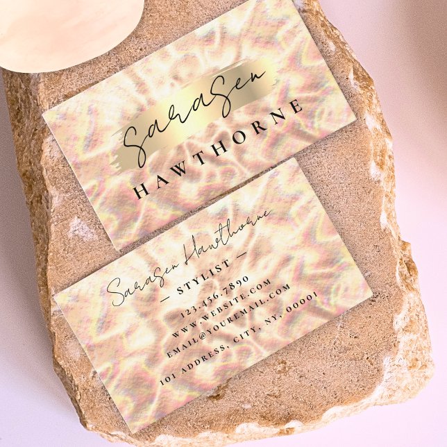 Opal Stone Guld Ro Push Stroke Luxury Visitkort (Skapare uppladdad)
