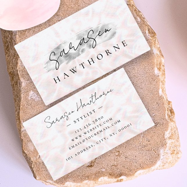 Opal Stone Silver Push Stroke Luxury Visitkort (Skapare uppladdad)