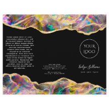 Opal utformning på svart broschyr