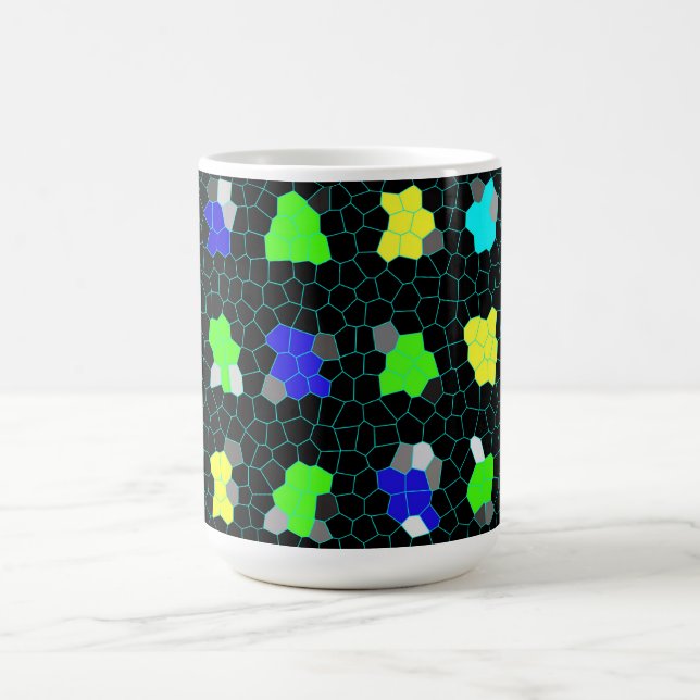 Opalescent Colorful Stached Glass Checks. Kaffemugg (Center)