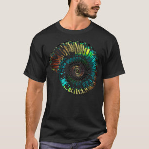 Opalescent glas Mönster från ammonitrök-ossil-vekt T Shirt