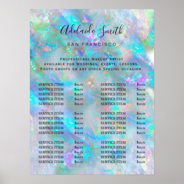 opalt designs prislista affisch (Framsidan)