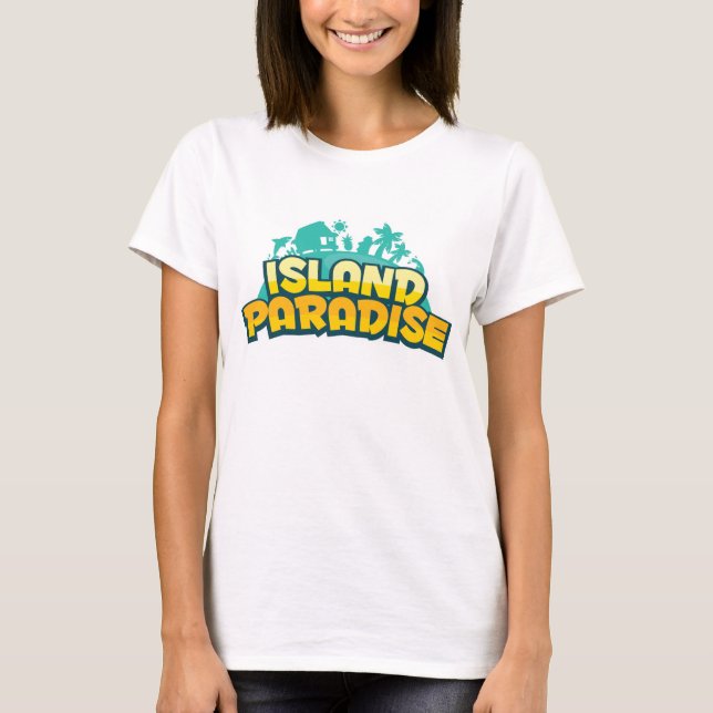Öparadis - kvinna gula T-tröja T-shirt (Framsida)