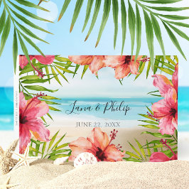 Öparadis Tropisk Strand Blomma Palm Bröllop Gästböcker