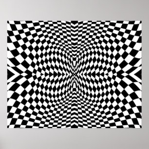 OpArt Flash Black and White Poster