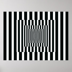 OpArt-Lodrät Reflection Black and White (svartvitt Poster