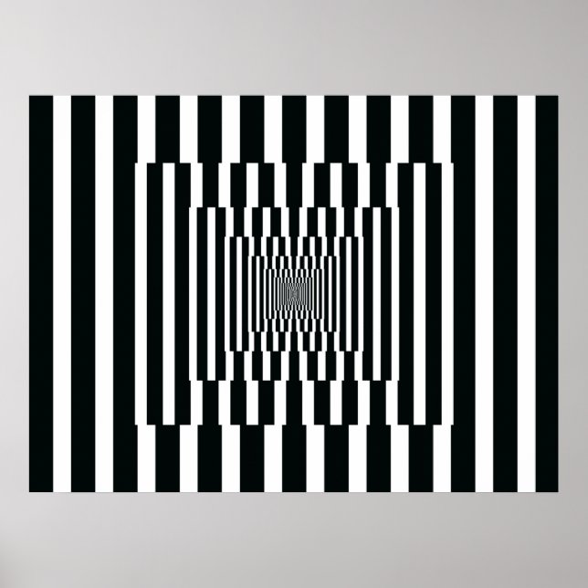 OpArt-Lodrät Reflection Black and White (svartvitt Poster (Framsidan)