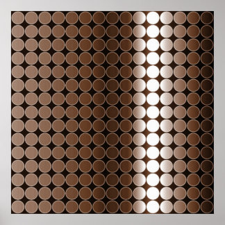OpArt-övertoning Polka dots Monochrome Brown Poster