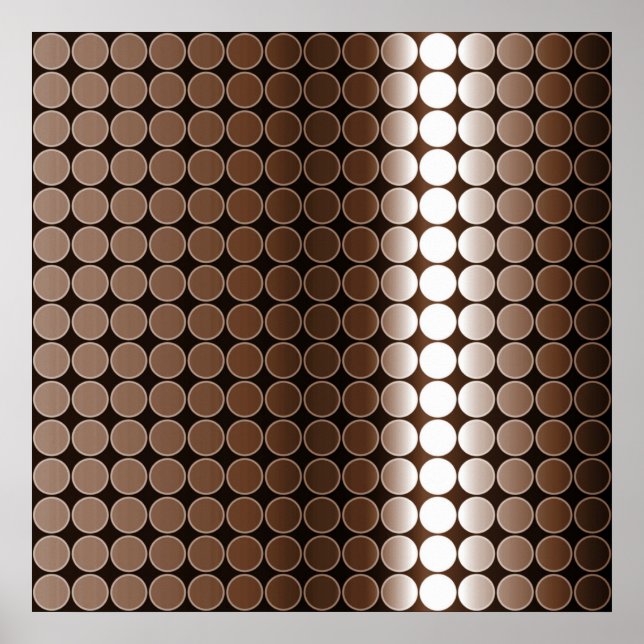 OpArt-övertoning Polka dots Monochrome Brown Poster (Framsidan)