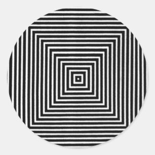 OpArt Visual Black and White-kvadrater Runt Klistermärke