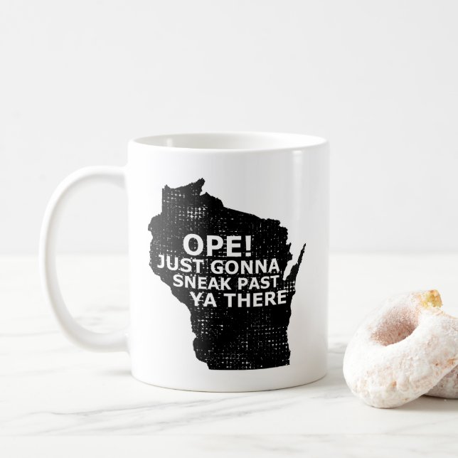 Ope Sneak Tidigare Ya Där Wisconsin Karta ote Kaffemugg (Med munk)