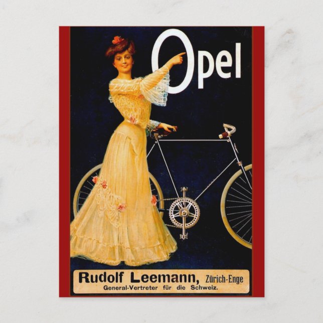 Opel Bicycles Vintage Annons Vykort (Framsida)