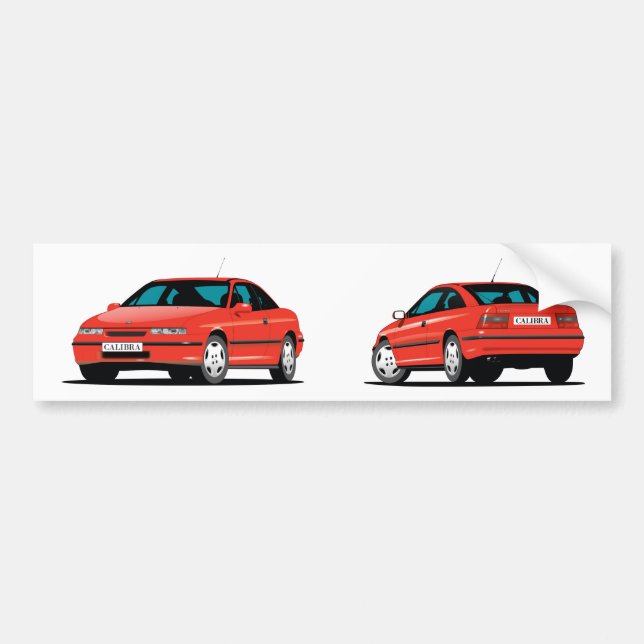 Opel Calibra fram och tillbaka i rött Bildekal (Framsidan)