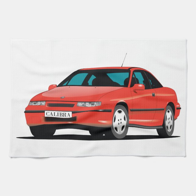Opel Calibra röd front Kökshandduk (Horisontell)