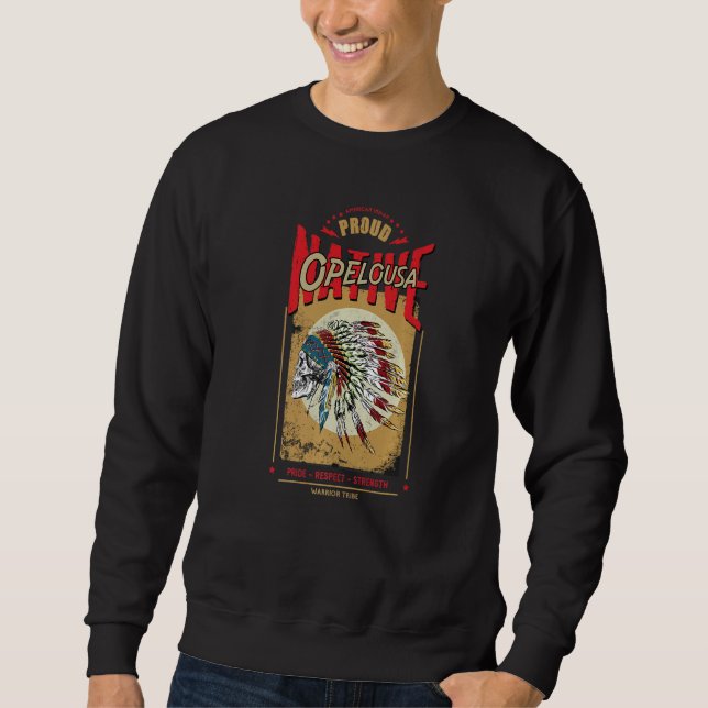 Opelousa Native American Indian Warrior Tribe Prou Lång Ärmad Tröja (Framsida)