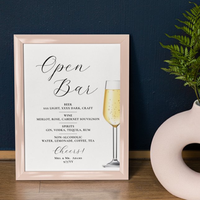 Open bar Menu wedding sign Poster (Skapare uppladdad)