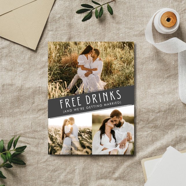 Open Bar Photo Affordable Wedding Save the Date  Meddelande Vykort (Open Bar Photo Affordable Wedding Save the Date)