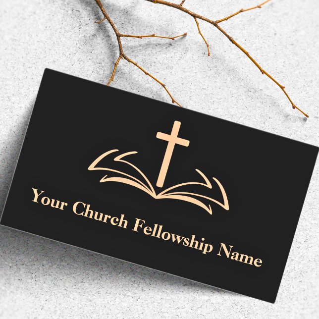 Open Bible Kor Logotyp Church Pastor Visitkort (Open Bible Cross Logo Church Pastor Business Cards)