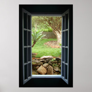 Open Blue Window Poster