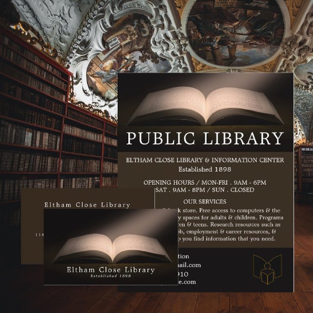 Open Bok, Bibliotek Advertising Flygblad (Skapare uppladdad)