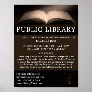 Open Bok, Bibliotek Reklamation Poster