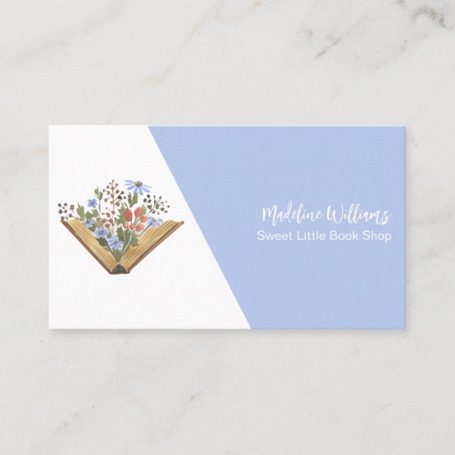 Open Bok Flowers Bok Shop Visitkort (Framsida)
