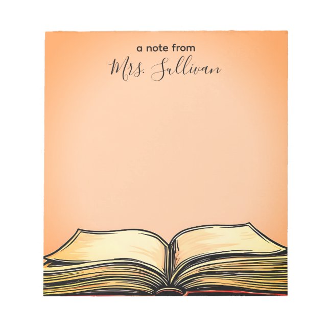 Open Bok Illustration Teacher Gift Anteckningsblock (Framsida)