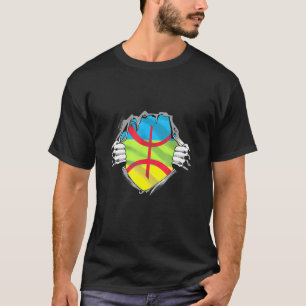 Open Chest Amazigh Flagga Berber Heart Tamazight P T Shirt