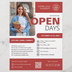 Open Day College Universiteten Red Business Reklamblad