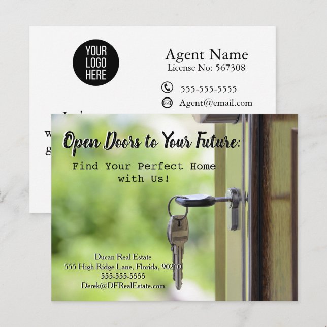 Open Doors Fastighets Förmedlingskort Vykort (Fram/baksida)