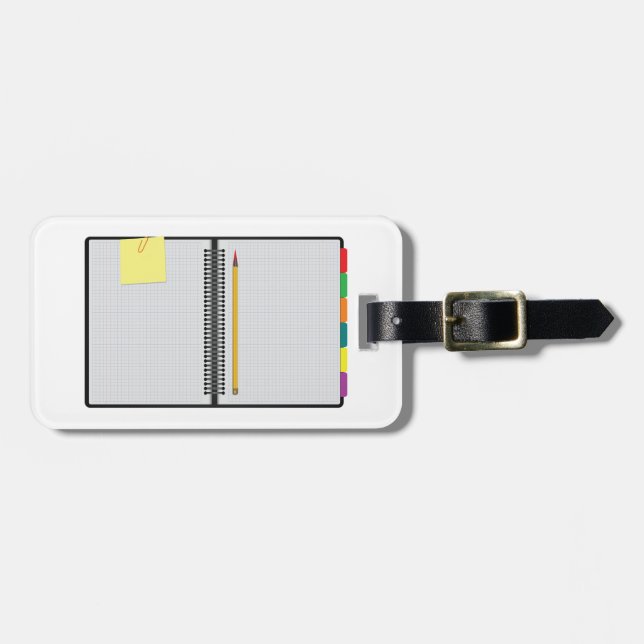 Open Graph Paper Notebook with Pencil Bagagebricka (Horisontell Framsida)