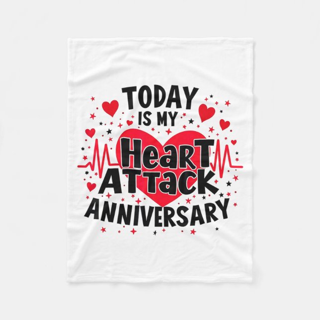 Open Heart Diseases Heart Attack Anniversary Surge Fleecefilt (Framsidan)