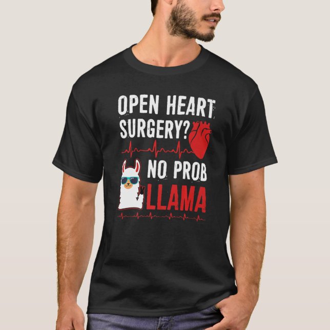 Open Heart Surgery No Prob Llama T Shirt (Framsida)