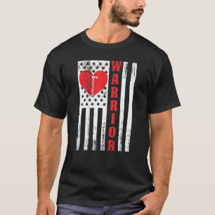 Open Heart Surgery Warrior US Flagga- Heart patien T Shirt