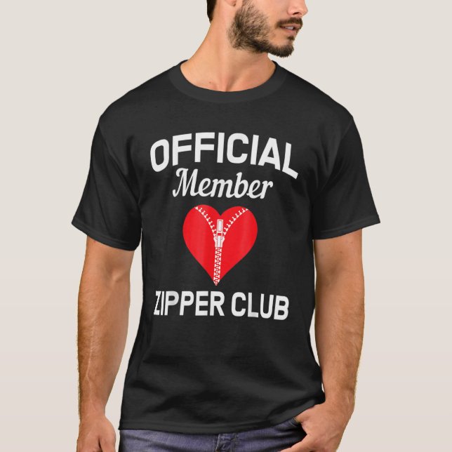Open Heart Surgery Zipper Club Bypass Get Well Rec T Shirt (Framsida)