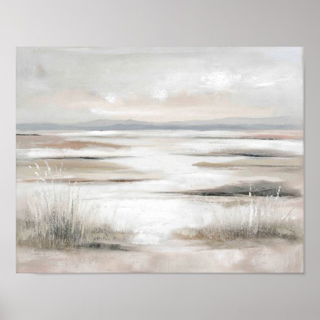 Open Horizon Marsh #3 – Soft Neutral Landscape Art Poster (Framsidan)
