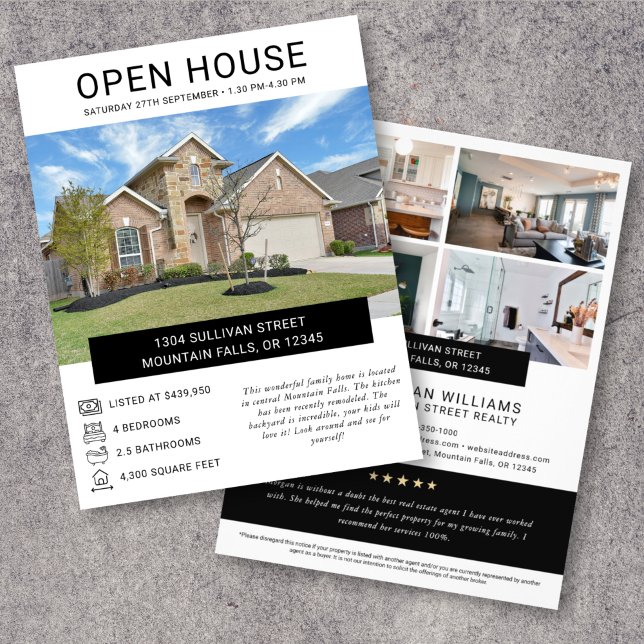 Open House Egendom Information Real Gods Reklamblad (Skapare uppladdad)