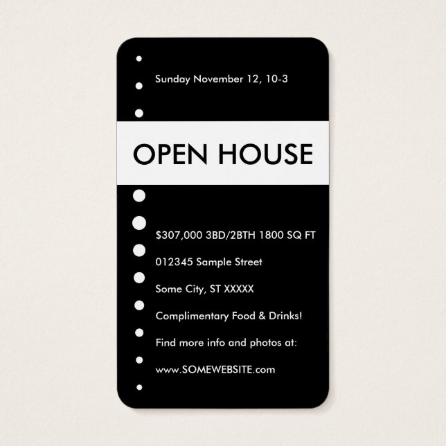 OPEN HOUSE home nyckel Visitkort (Baksidan)