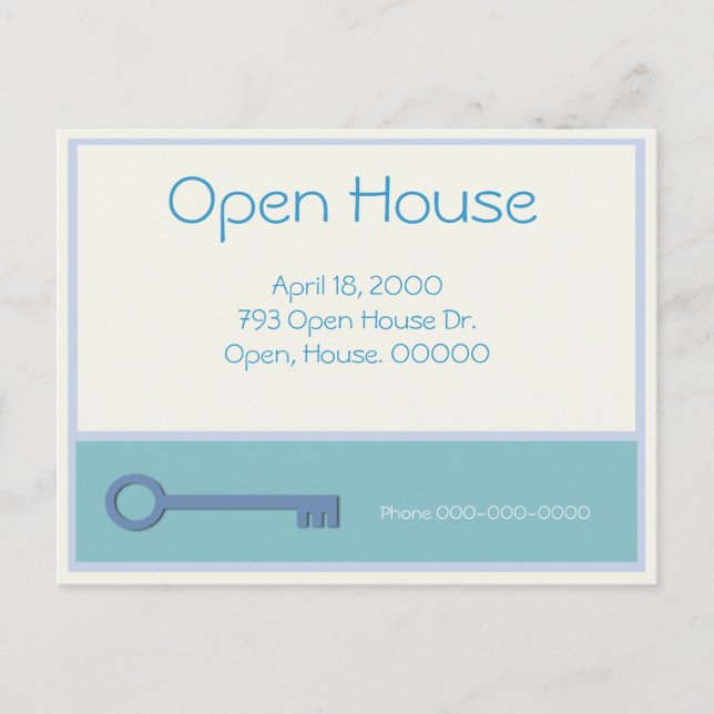 Open House Nyckel Graphic Inbjudan Vykort (Framsida)