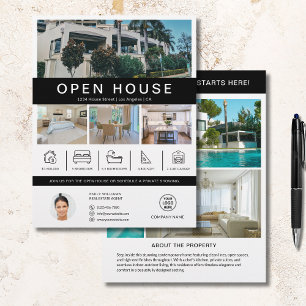 Open House Real Gods Realtor Anpassningsbar Logoty Reklamblad