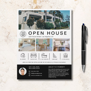 Open House Real Gods Realtor Anpassningsbar Logoty Reklamblad