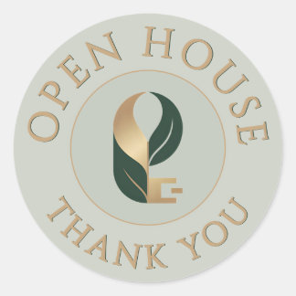 Open House Thank You Seal Logo Sticker Sage + Gold Runt Klistermärke