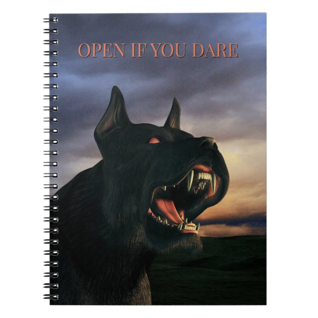 Open If You Dare. Big, black dog Anteckningsbok (Framsidan)