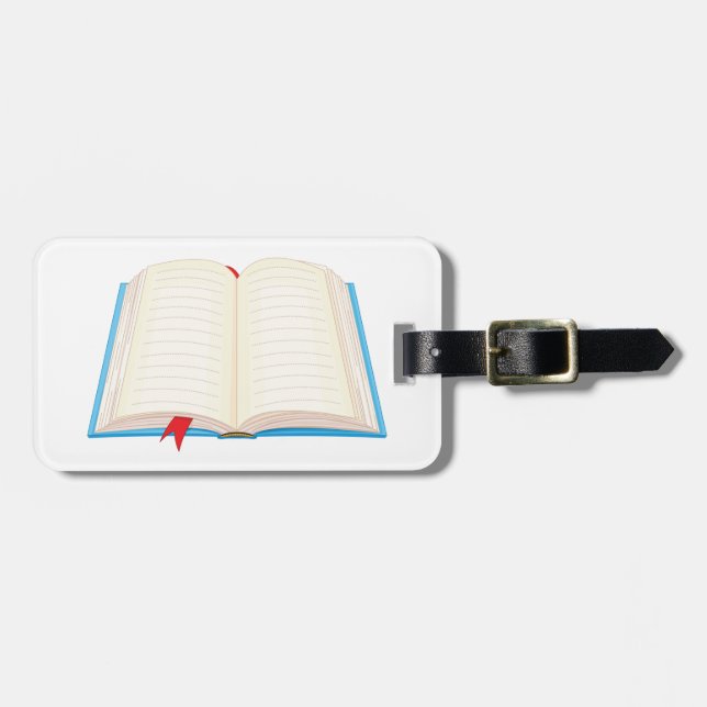 Open Lined Book Red Bookmark Bagagebricka (Horisontell Framsida)
