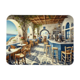 Open Luft Coffeeshop i Santorini Magnet