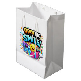 Open Me & Smile Gift Bag – Fun Party Illustration