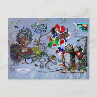 Open Microphone Music VIP Digital Collage Vykort