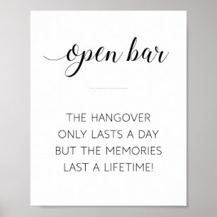 Open Pub Hangover varar en dag Bröllop-tecken Poster