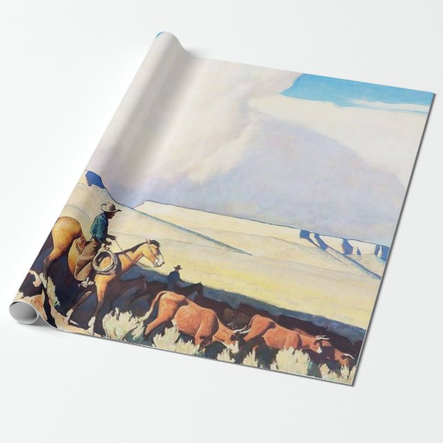 “Open Range” västerländsk konst av Maynard Dixon Presentpapper (Utrullad)