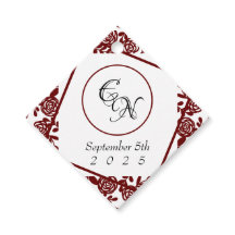 Open Work Monogram White-Burgundy Bröllop